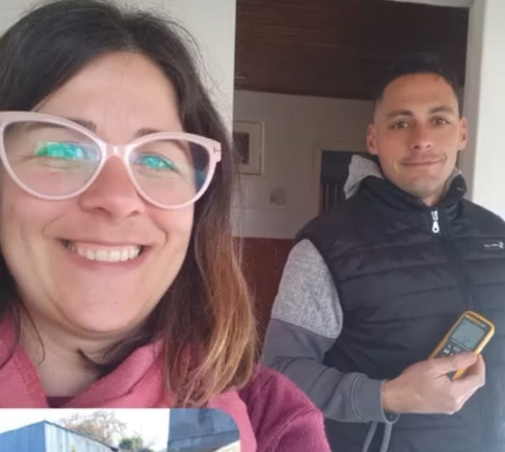 Martín Álvarez y Nadia Antonis trabajando en un relevamiento de obra