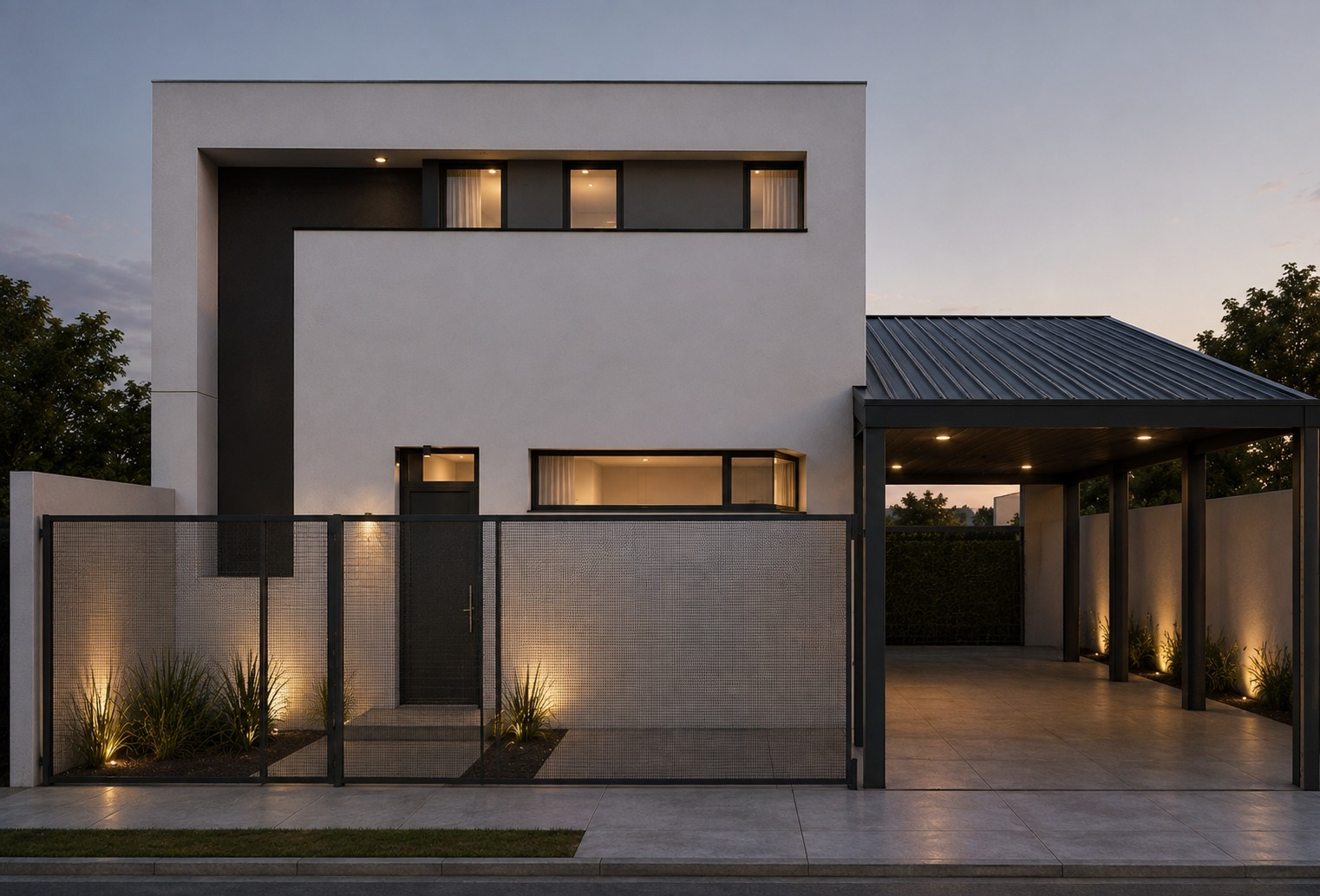 Render de vivienda urbana de dos plantas